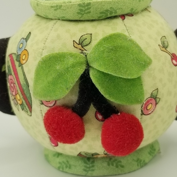 Vintage Mary Englebrett Tea Pot Pin Cushion By Dritz 2001 Cherries Cherry Print - Picture 7 of 12